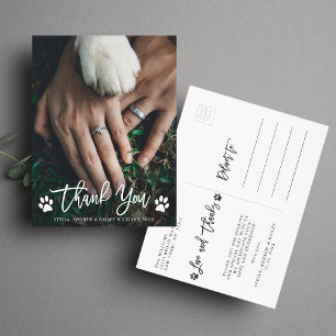 Paw Prints Wedding Thank You Photo Postcard Briefkaart