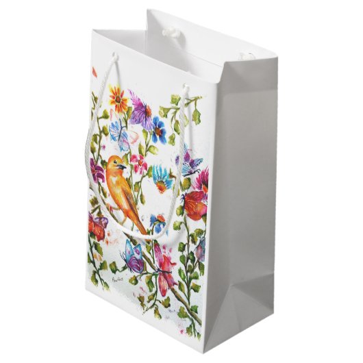 PAW PRINTS YELLOW BIRD KLEIN CADEAUZAKJE (Achterkant Gekanteld)