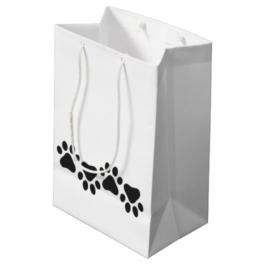 Paw Prints Zwart Wit Huisdier Liefhebbers Honden K Medium Cadeauzakje (Achterkant Gekanteld)