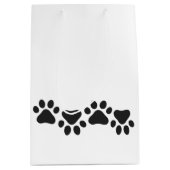Paw Prints Zwart Wit Huisdier Liefhebbers Honden K Medium Cadeauzakje (Voorkant)