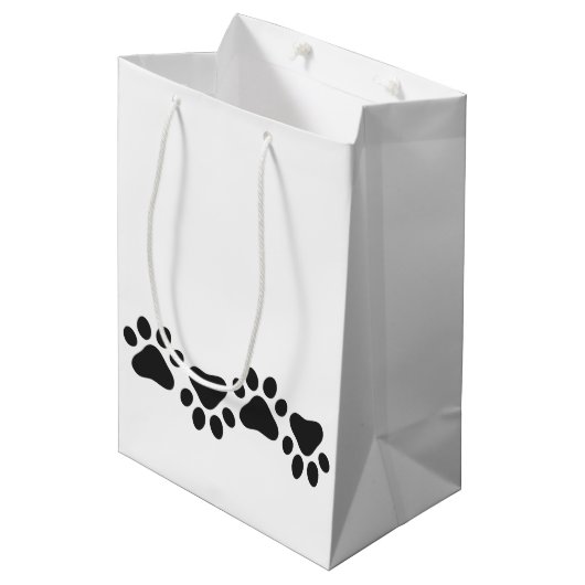 Paw Prints Zwart Wit Huisdier Liefhebbers Honden K Medium Cadeauzakje (Voorkant Gekanteld)
