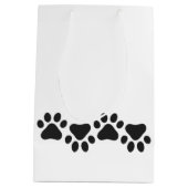 Paw Prints Zwart Wit Huisdier Liefhebbers Honden K Medium Cadeauzakje (Achterkant)