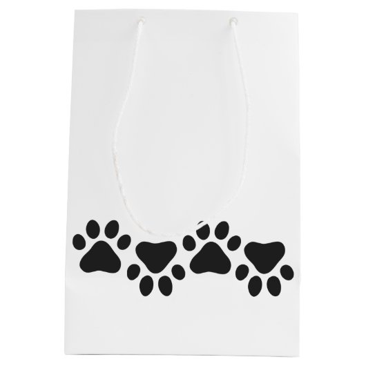 Paw Prints Zwart Wit Huisdier Liefhebbers Honden K Medium Cadeauzakje (Achterkant)