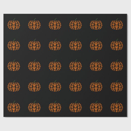 Paw Pumpkin Paw Print Hond Thanksgiving Cadeaupapier (Vlak)