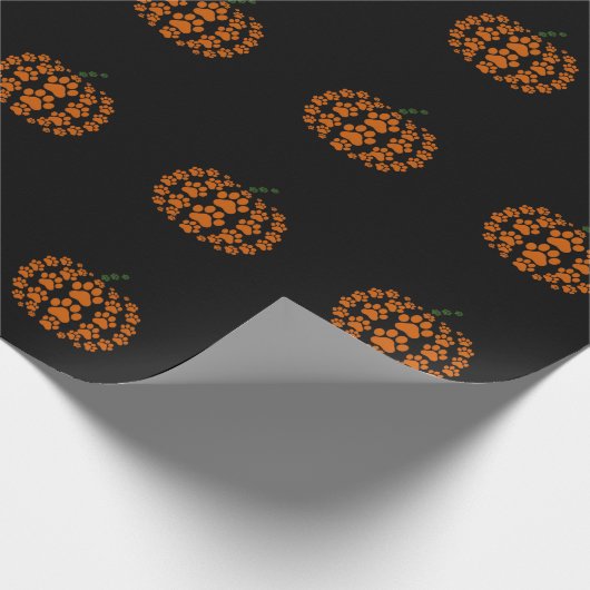 Paw Pumpkin Paw Print Hond Thanksgiving Cadeaupapier (Hoek)