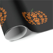 Paw Pumpkin Paw Print Hond Thanksgiving Cadeaupapier (Rol Hoek)