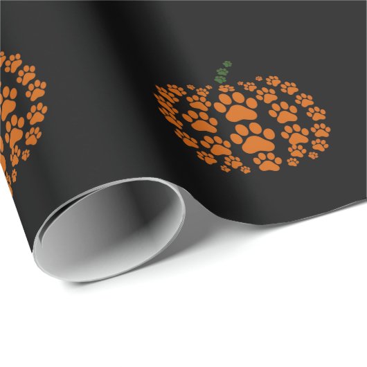 Paw Pumpkin Paw Print Hond Thanksgiving Cadeaupapier (Rol Hoek)