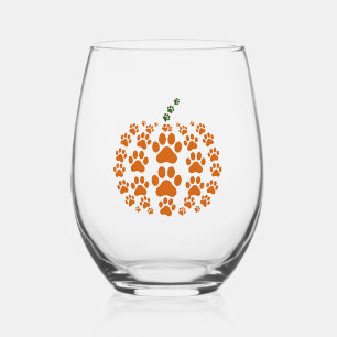 Paw Pumpkin Paw Print Hond Thanksgiving Wijnglas Zonder Voet