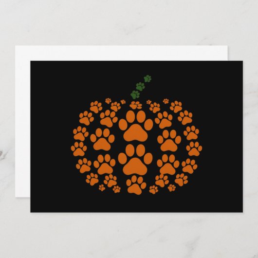 Paw Pumpkin Paw Print Honden Thanksgiving Kaart (Voorkant / Achterkant)