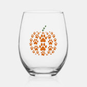 Paw Pumpkin Paw Print Honden Thanksgiving Wijnglas Zonder Voet (Voorkant)