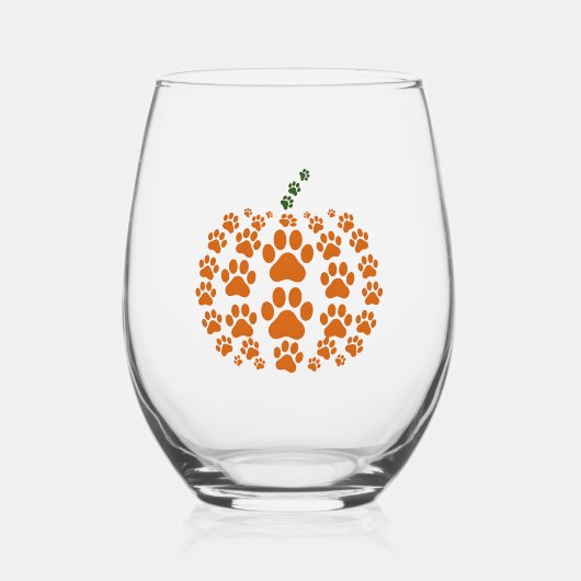 Paw Pumpkin Paw Print Honden Thanksgiving Wijnglas Zonder Voet (Voorkant)