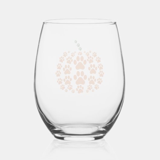 Paw Pumpkin Paw Print Honden Thanksgiving Wijnglas Zonder Voet (Achterkant)
