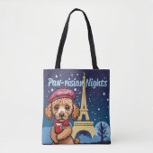 Paw-risian Nights! Schattigee poedel totebag Tote Bag (Voorkant)