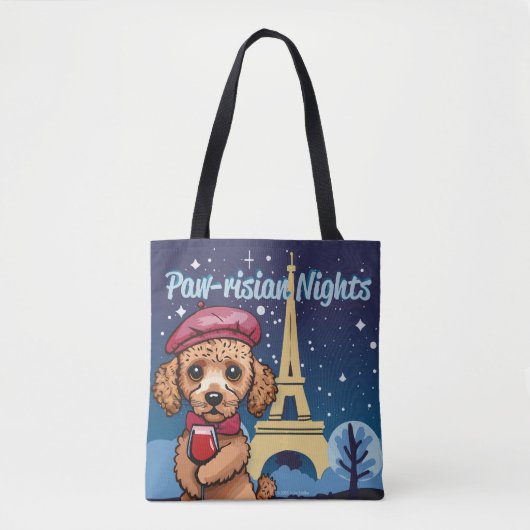 Paw-risian Nights! Schattigee poedel totebag Tote Bag (Voorkant)