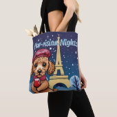 Paw-risian Nights! Schattigee poedel totebag Tote Bag (Dichtbij)