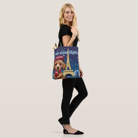 Paw-risian Nights! Schattigee poedel totebag Tote Bag (Op model)