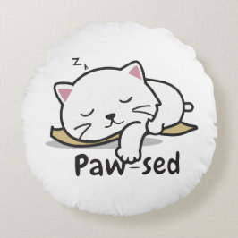 Paw-sed Cat Throw Pillow – Soft & Snuggly Nap Deco Rond Kussen