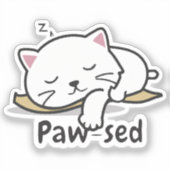 Paw-sed Vinyl Sticker – Cute Sleeping Cat for Lapt (Voorkant)