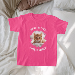 Paw-sensitive vibes alleen kat foto meisje roze t-shirt