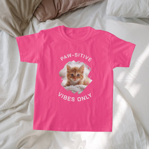 Paw-sensitive vibes alleen kat foto meisje roze t-shirt