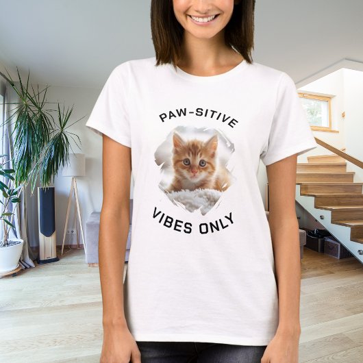 Paw-sensitive vibes alleen kattenfoto t-shirt