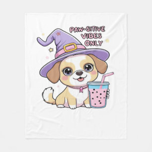 Paw-sensitive vibes Alleen Schattigee hond met bub Fleece Deken