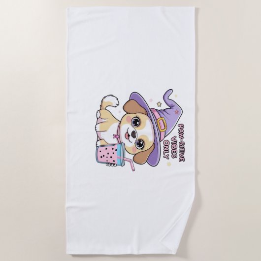 Paw-sensitive vibes Alleen Schattigee hond met bub Strandlaken (Voorkant)