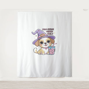 Paw-sensitive vibes Alleen Schattigee hond met bub Wandkleed