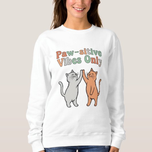 Paw-sensitive Vibes Only – Schattige Cat High Five Trui (Voorkant)