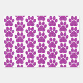 Paw Shape Plaid Pink Purple Cat Dog Inpakpapier Vel (Voorkant)