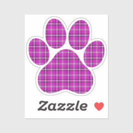 Paw Shape Plaid Pink Purple Cat Dog Sticker
