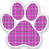 Paw Shape Plaid Pink Purple Cat Dog Sticker (Voorkant)