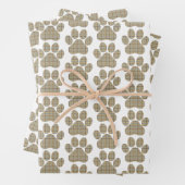 Paw Shape Plaid Tan Dog Cat Inpakpapier Vel (In situ)