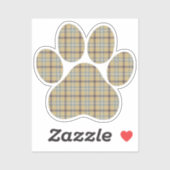 Paw Shape Plaid Tan Dog Cat Sticker (Vel)