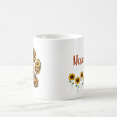 Paw Shape Zonnebloem gepersonaliseerd Koffiemok (Center)