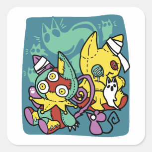 Paw-sitief Vreselijk Monstieuze Katten Halloween Vierkante Sticker