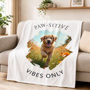 Paw-sitieve Vibes Alleen Gouden Retriever Foto Fleece Deken