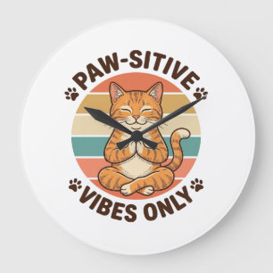 Paw-Sitieve Vibes Alleen Mediterende Kat Retro Des Grote Klok