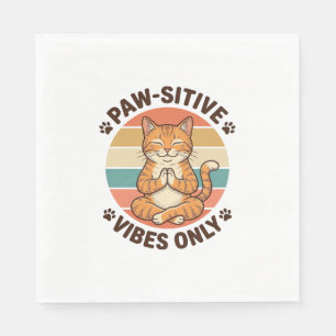 Paw-Sitieve Vibes Alleen Mediterende Kat Retro Des Servet