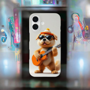Paw-sitieve Vibes: Maanzame Hond met Gitaar iPhone 16 Hoesje