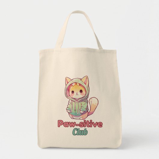 Paw‑sitive Club Cat Design for Animal Lover Tote Bag (Voorkant)