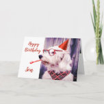 Paw-sitive Grrr-at Birthday Son Fun Dog Kaart<br><div class="desc">Paw-sitief Groot-Eet Birthday Son Fun Dog Pun Humor card. Geweldig voor de persoon die van dieren,  puppies,  honden en grappige kaarten houdt</div>