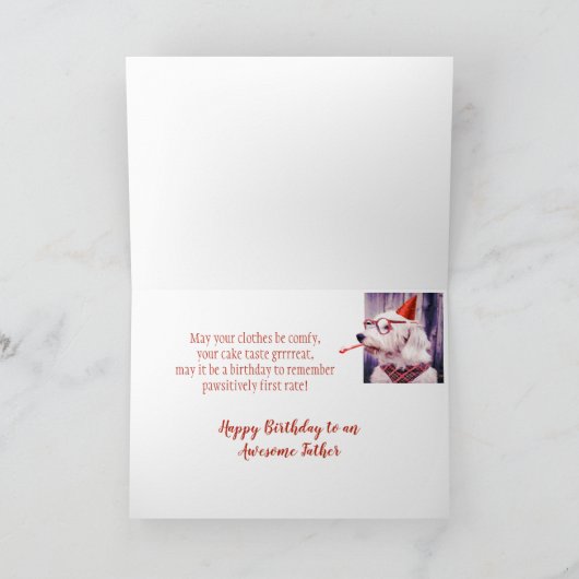 Paw-sitive Grrr-eet Birthday Dad Dog Fun Kaart (Binnen)