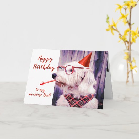 Paw-sitive Grrr-eet Birthday Dad Dog Fun Kaart (Gele Bloem)