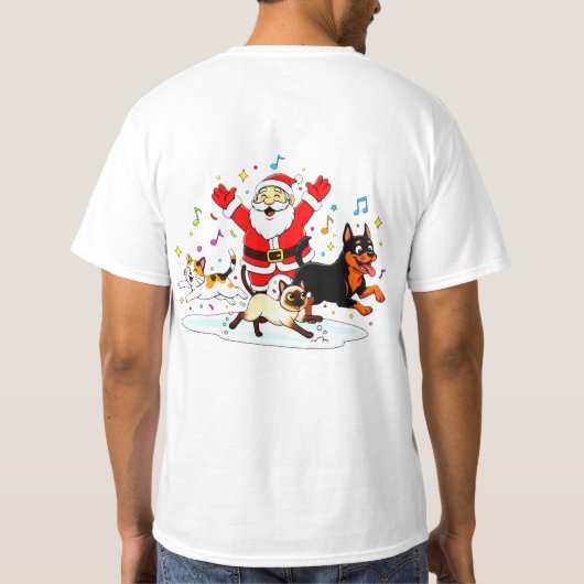 Paw-sitive Purr-suit: Santa’s Joyful Chase T-shirt (Achterkant)