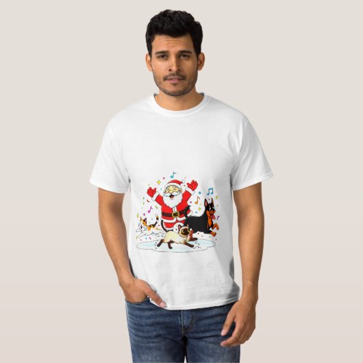 Paw-sitive Purr-suit: Santa’s Joyful Chase T-shirt (Voorkant volledig)