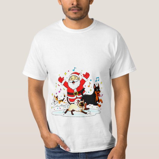 Paw-sitive Purr-suit: Santa’s Joyful Chase T-shirt (Voorkant)