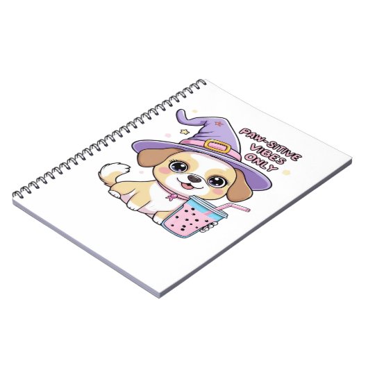 Paw-sitive Vibes Only � Cute Dog With Bubble Tea a Notitieboek (Linkerzijde)