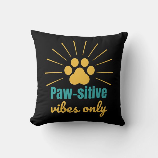 Paw‑sitive Vibes Only – Cute Paw Print Pet Lover Kussen (Voorkant)