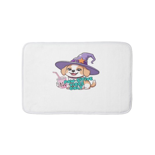 Paw-sitive Vibes Only – Schattigee hond met bubbel Badmat (Voorkant)